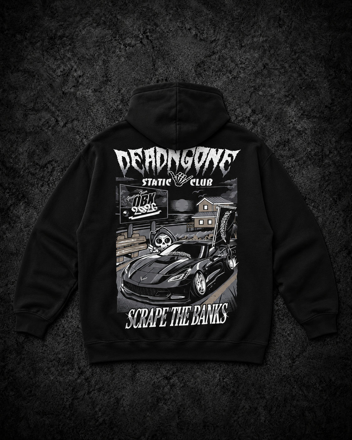 "SCRAPE THE BANKS" OBX STATIC CLUB COLLAB HOODIE