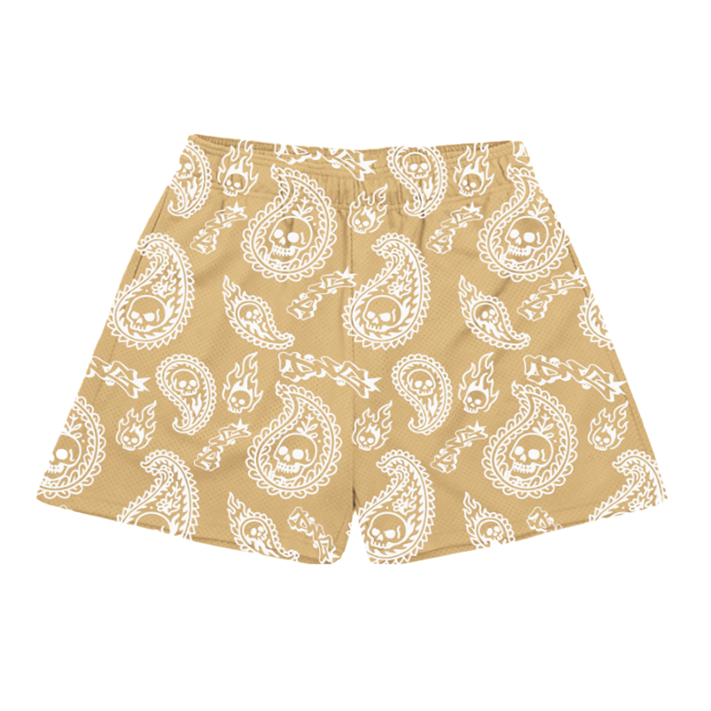 TAN "PAISLEY" MESH SHORTS