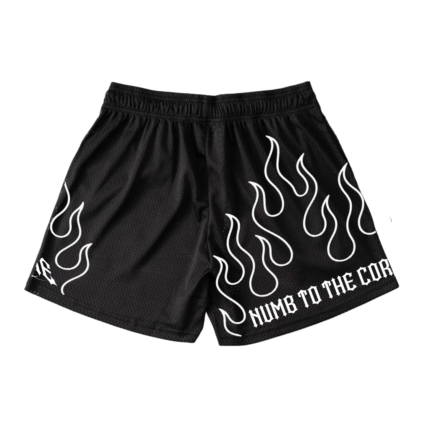 BLACK "FLAME" MESH SHORTS