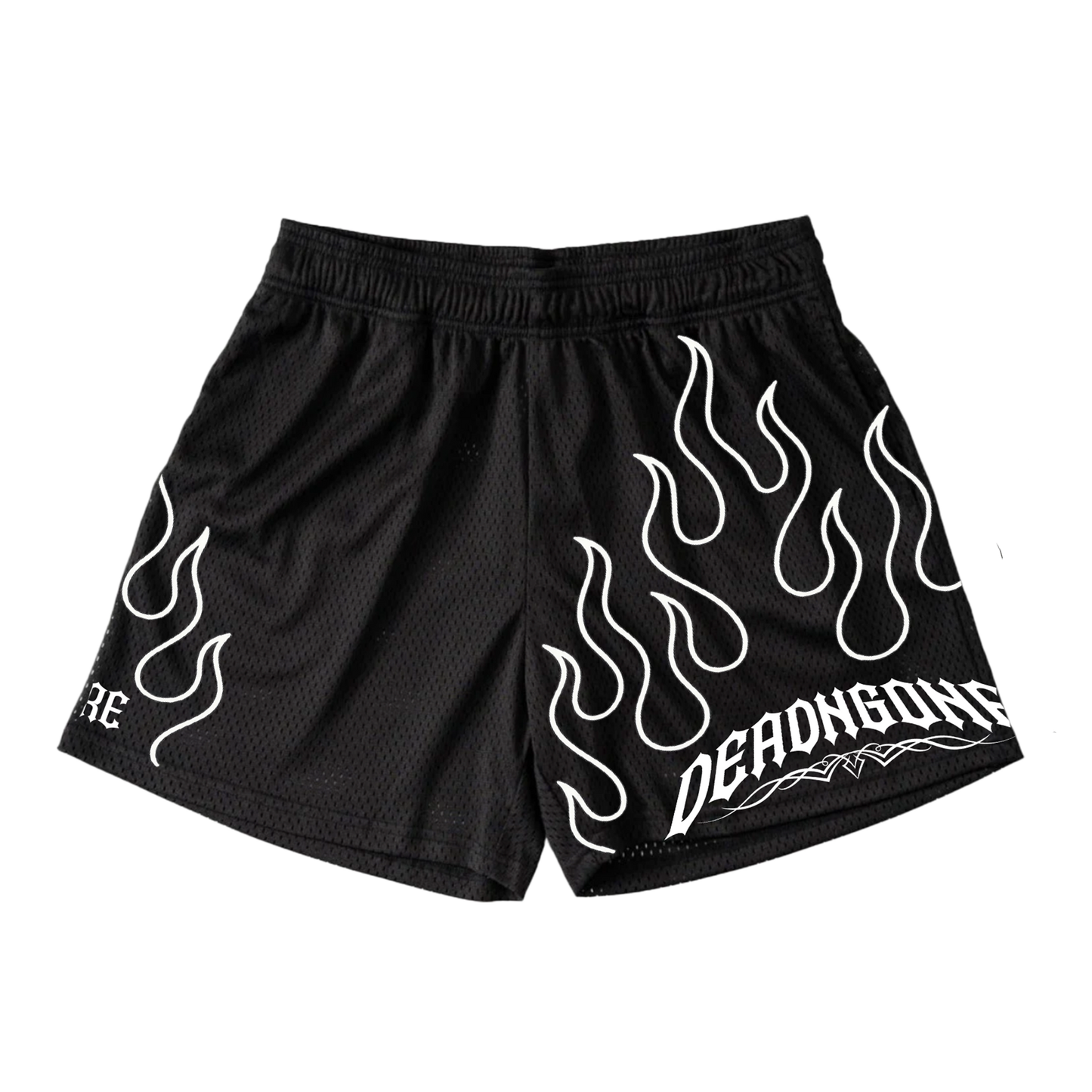 BLACK "FLAME" MESH SHORTS