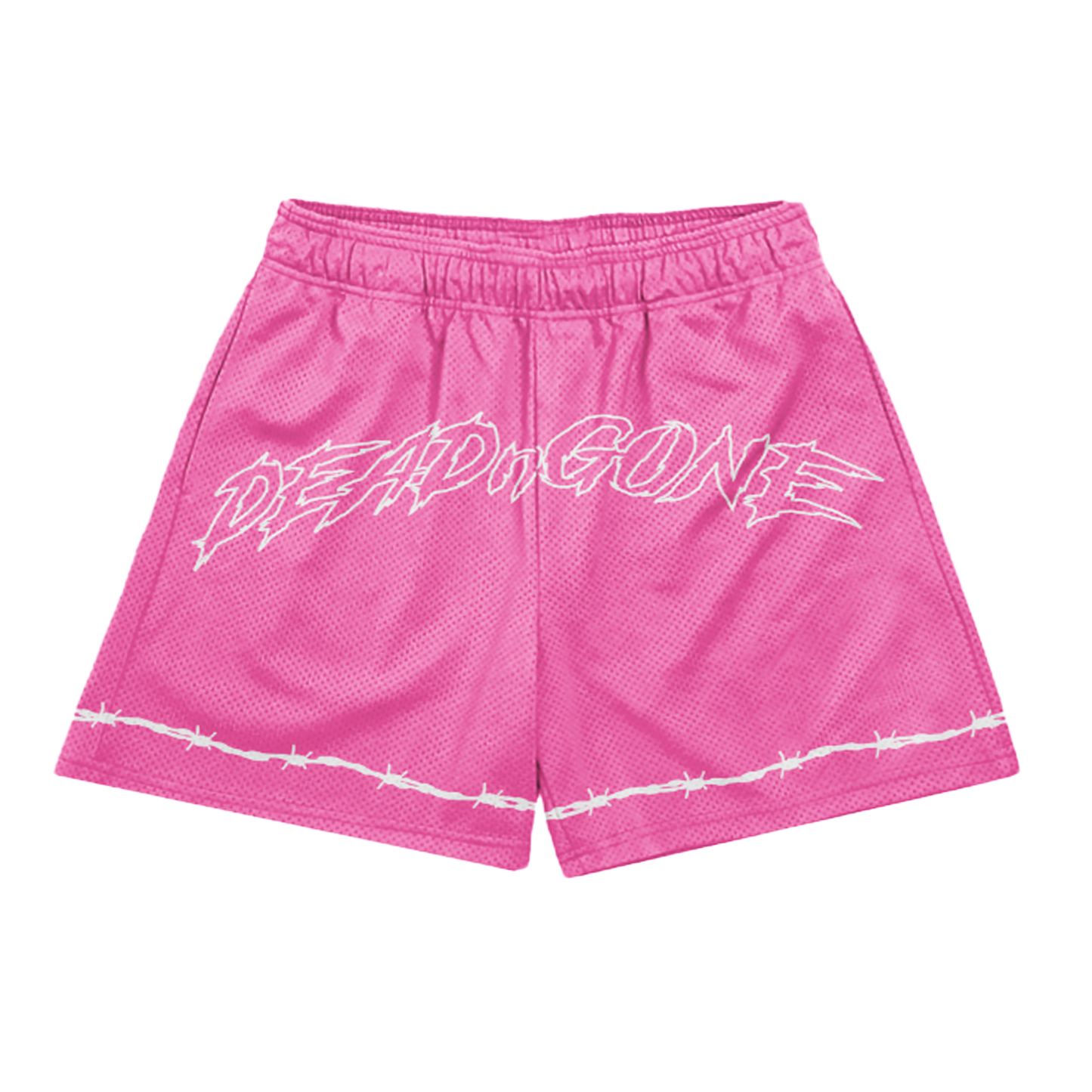 HOT PINK "BARBED WIRE" MESH SHORTS