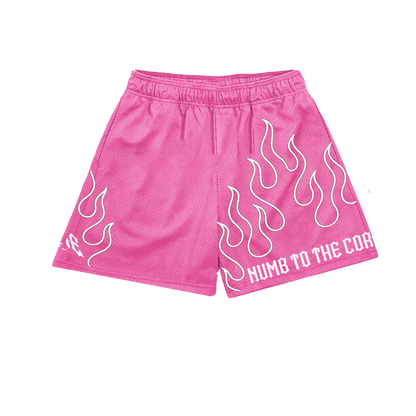 HOT PINK "FLAME" MESH SHORTS