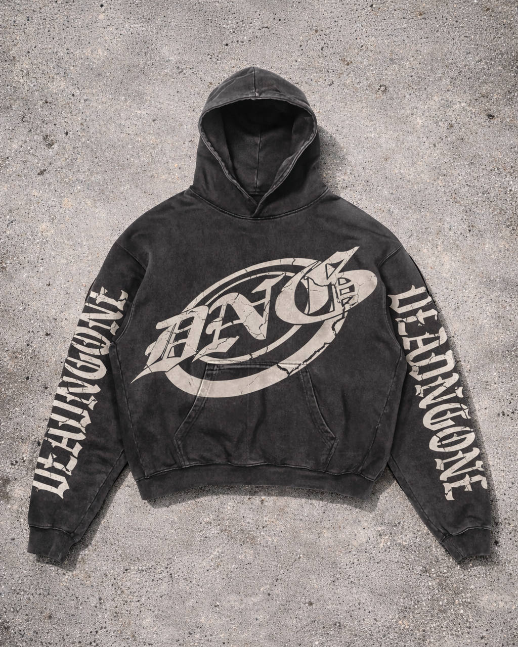"BULLSEYE" Acid Washed Black Hoodie