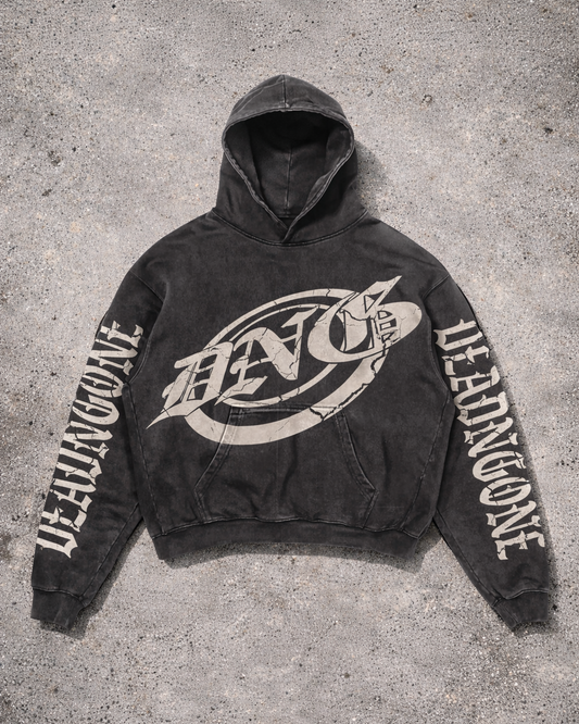 "BULLSEYE" Acid Washed Black Hoodie