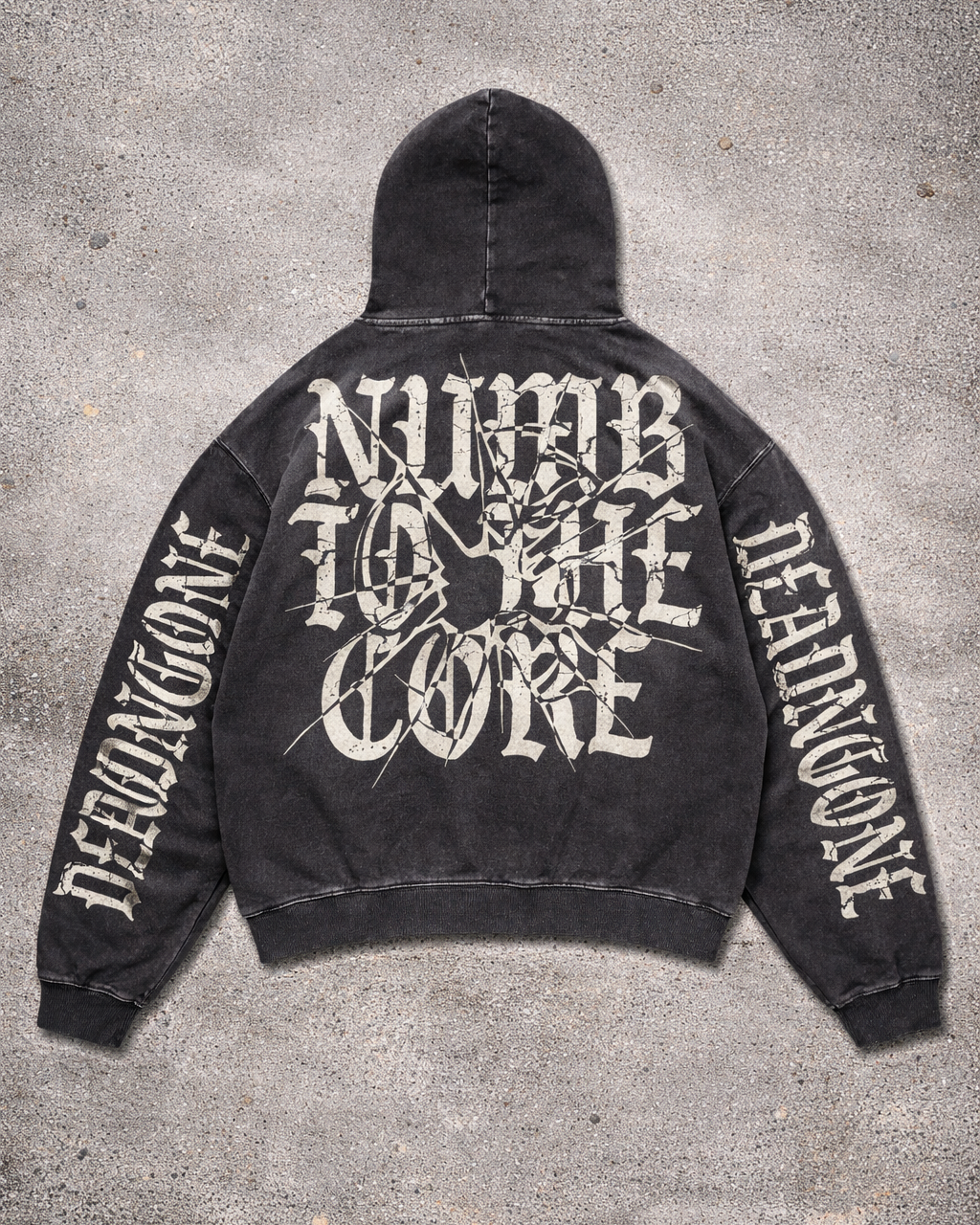 "BULLSEYE" Acid Washed Black Hoodie