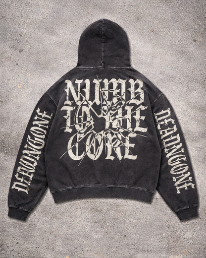 "BULLSEYE" Acid Washed Black Hoodie