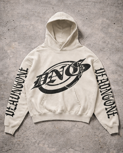 "BULLSEYE" Acid Washed Cream Hoodie