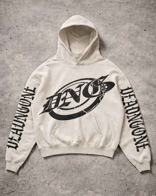 "BULLSEYE" Acid Washed Cream Hoodie