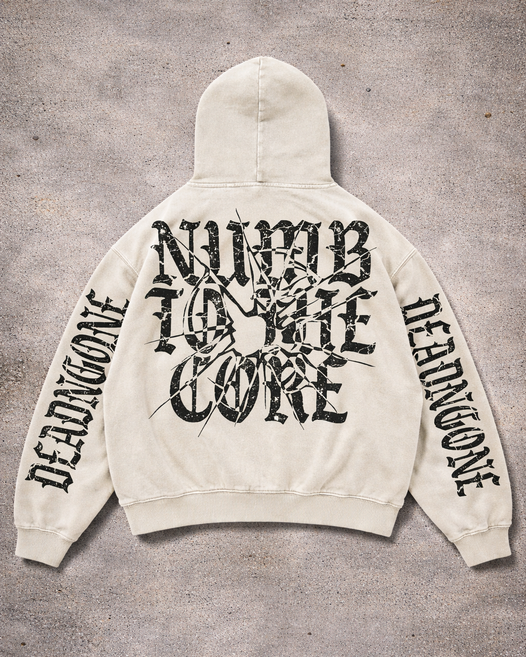 "BULLSEYE" Acid Washed Cream Hoodie