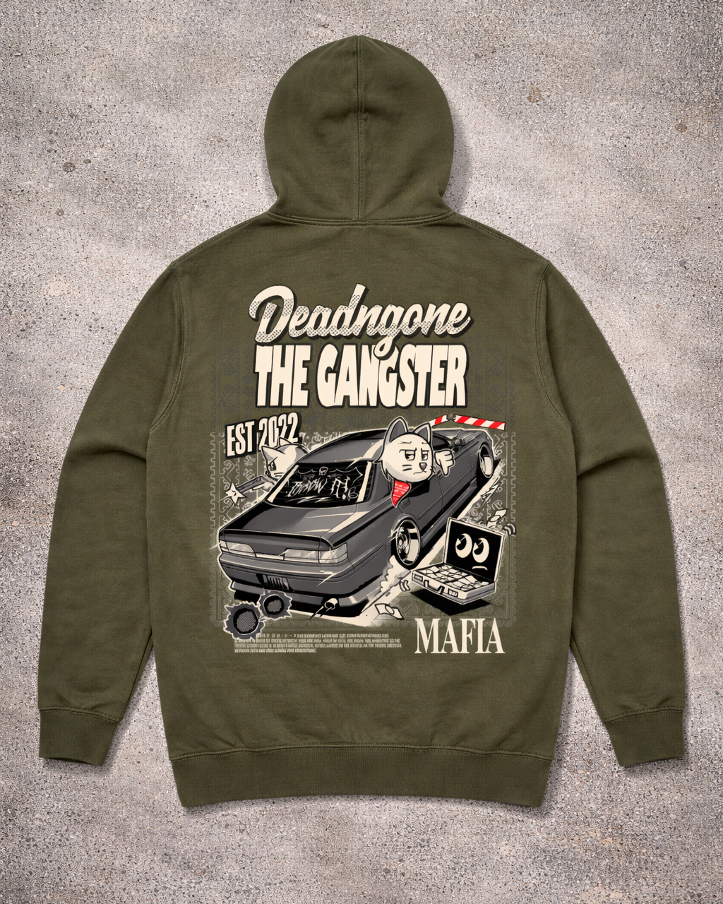 "THE GANGSTER" ARMY GREEN HOODIE