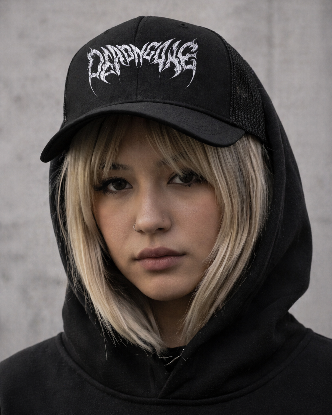 "BORN FROM ASH" Black Trucker Hat
