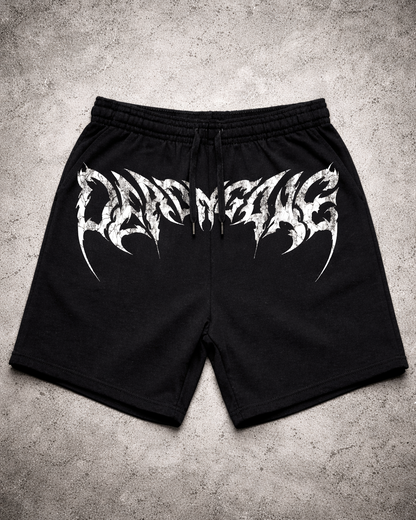 "BORN FROM ASH" Black Sweatshorts