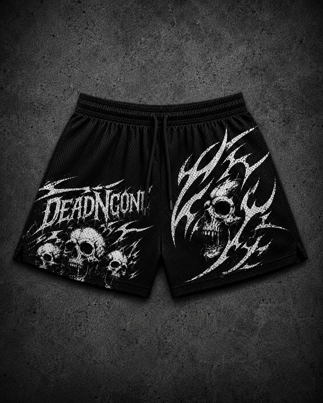 "DEATH" MESH SHORTS