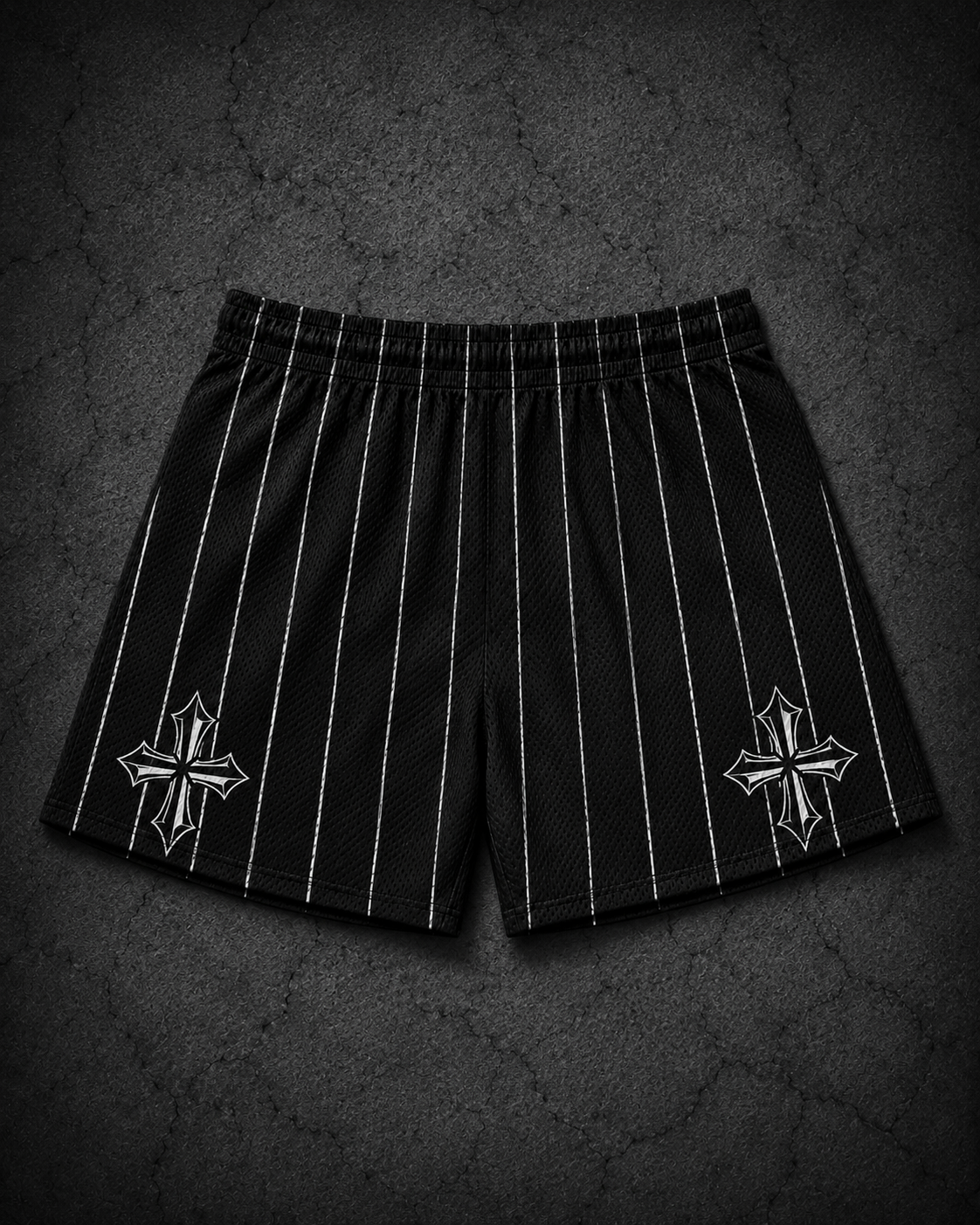 "CROSSED" MESH SHORTS