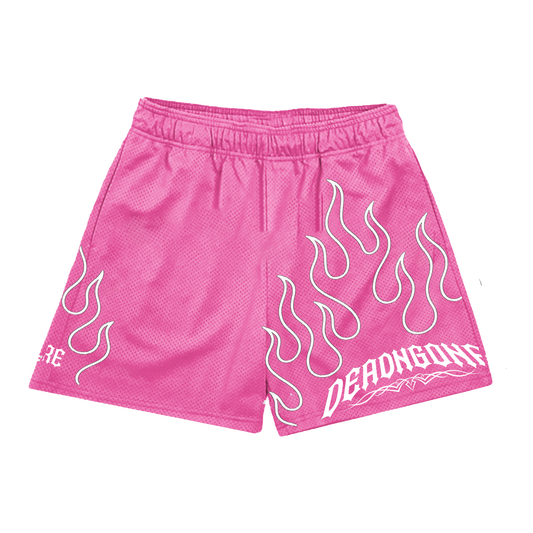 HOT PINK "FLAME" MESH SHORTS