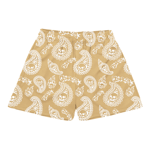 TAN "PAISLEY" MESH SHORTS