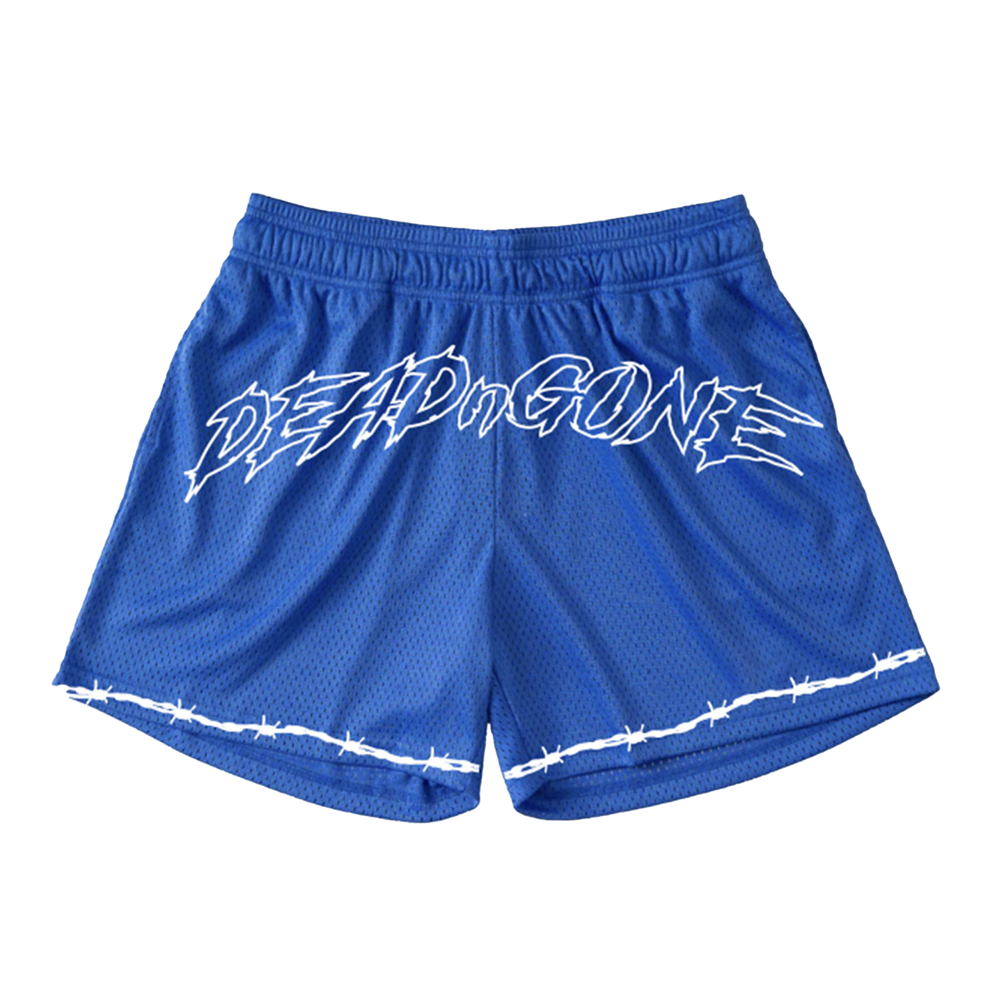 BLUE "BARBED WIRE" MESH SHORTS