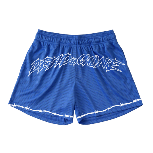 BLUE "BARBED WIRE" MESH SHORTS