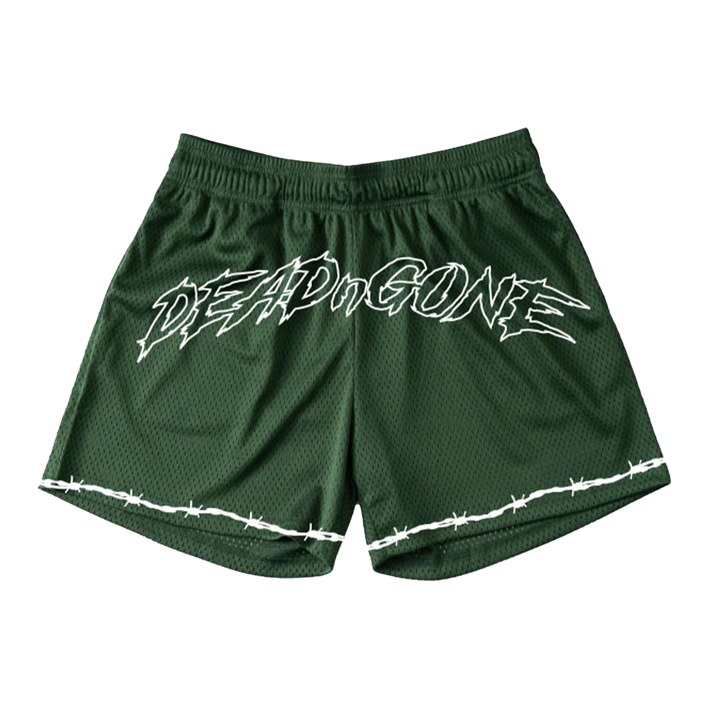 GREEN "BARBED WIRE" MESH SHORTS