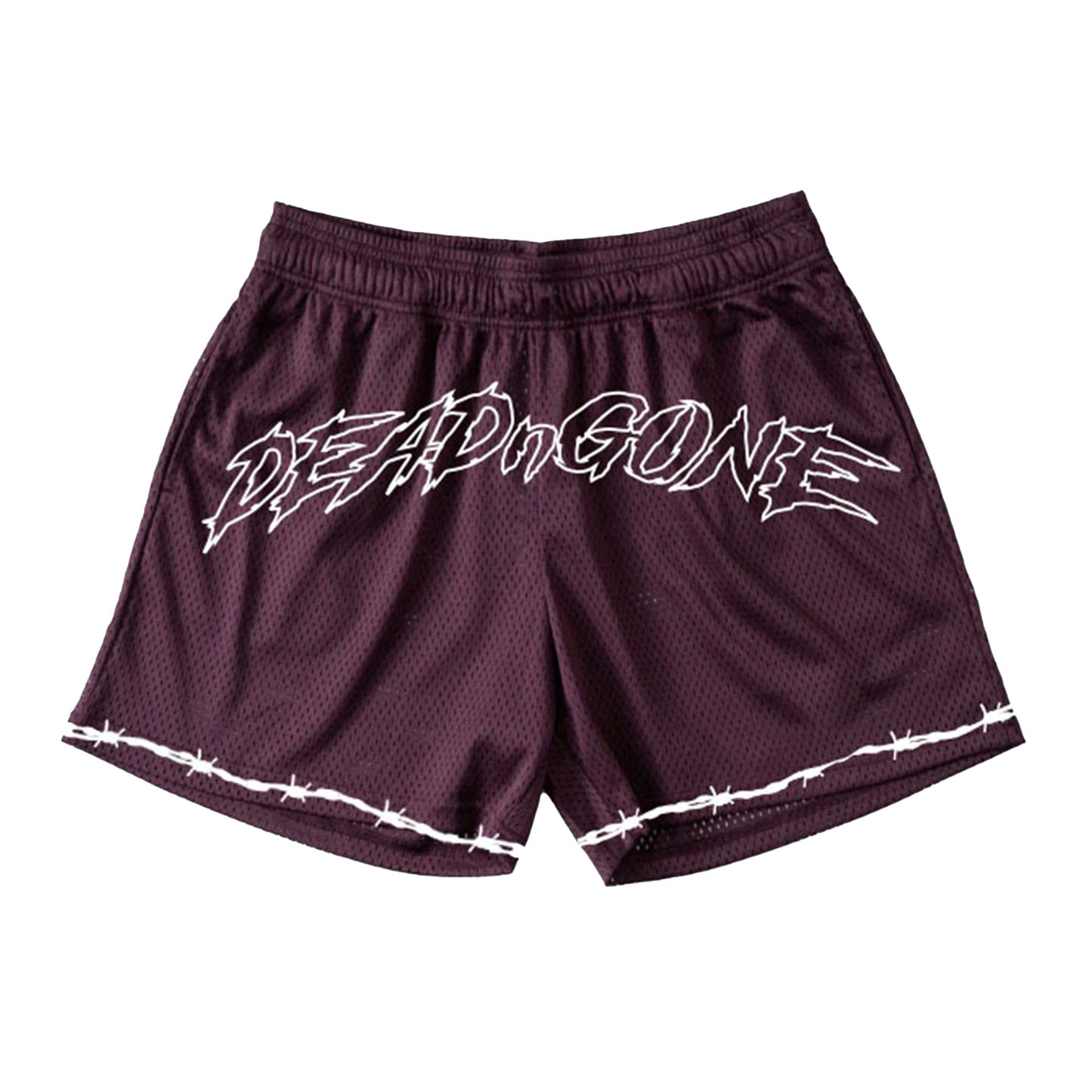 MAROON "BARBED WIRE" MESH SHORTS