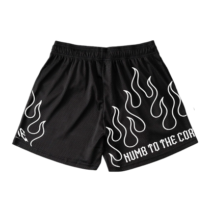 BLACK "FLAME" MESH SHORTS