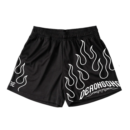 BLACK "FLAME" MESH SHORTS