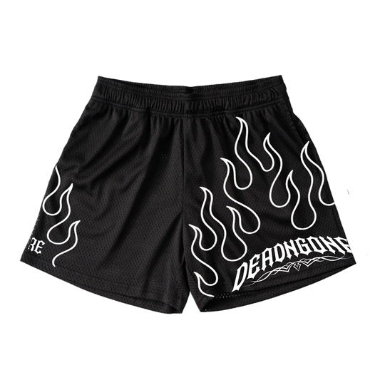BLACK "FLAME" MESH SHORTS