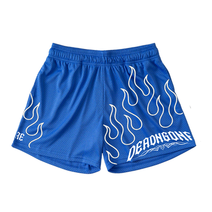 BLUE "FLAME" MESH SHORTS