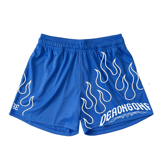 BLUE "FLAME" MESH SHORTS