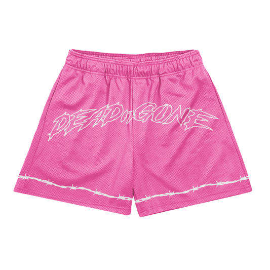 HOT PINK "BARBED WIRE" MESH SHORTS